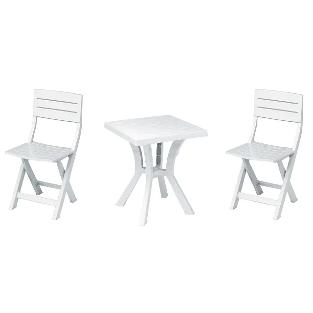 DIMAPLAST 2000 SET DUETTO RESINATAVOLO + 2 SEDIE BIANCO