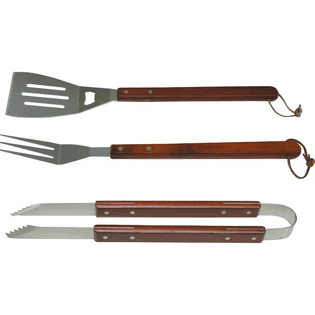 I GIARDINI DEL RE SET 3 PEZZI MANICO LEGNO PER BARBECUE