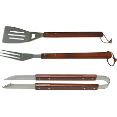I GIARDINI DEL RE SET 3 PEZZI MANICO LEGNO PER BARBECUE
